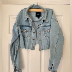 cropped light blue denim jacket